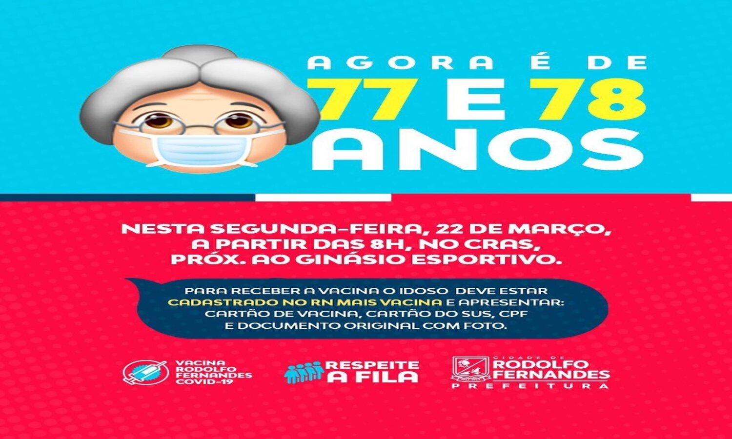 Prefeitura de Rodolfo Fernandes realiza vacinação em idosos nesta Segunda (22)