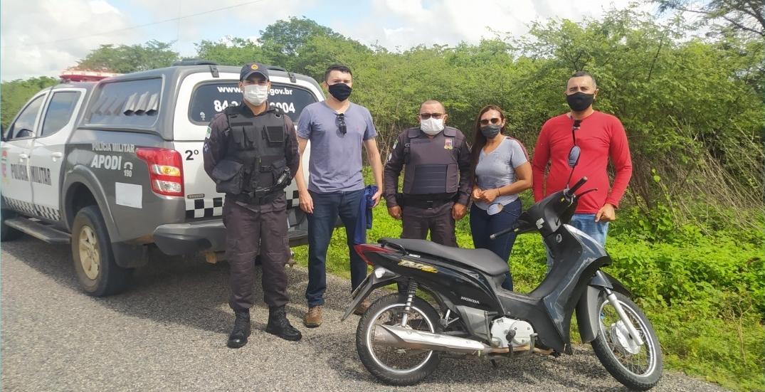 Equipe de polícia de Apodi consegue recuperar moto tomada em assalto nesta Quarta (20)