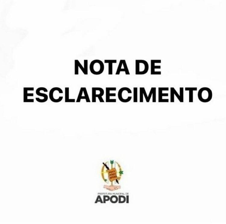 Nota de esclarecimento da Prefeitura Municipal de Apodi acerca da COMAD
