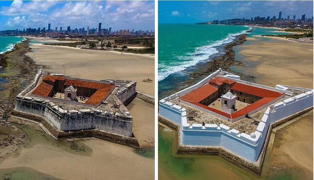 Fotos mostram o 'antes e depois' da reforma do Forte dos Reis Magos em Natal