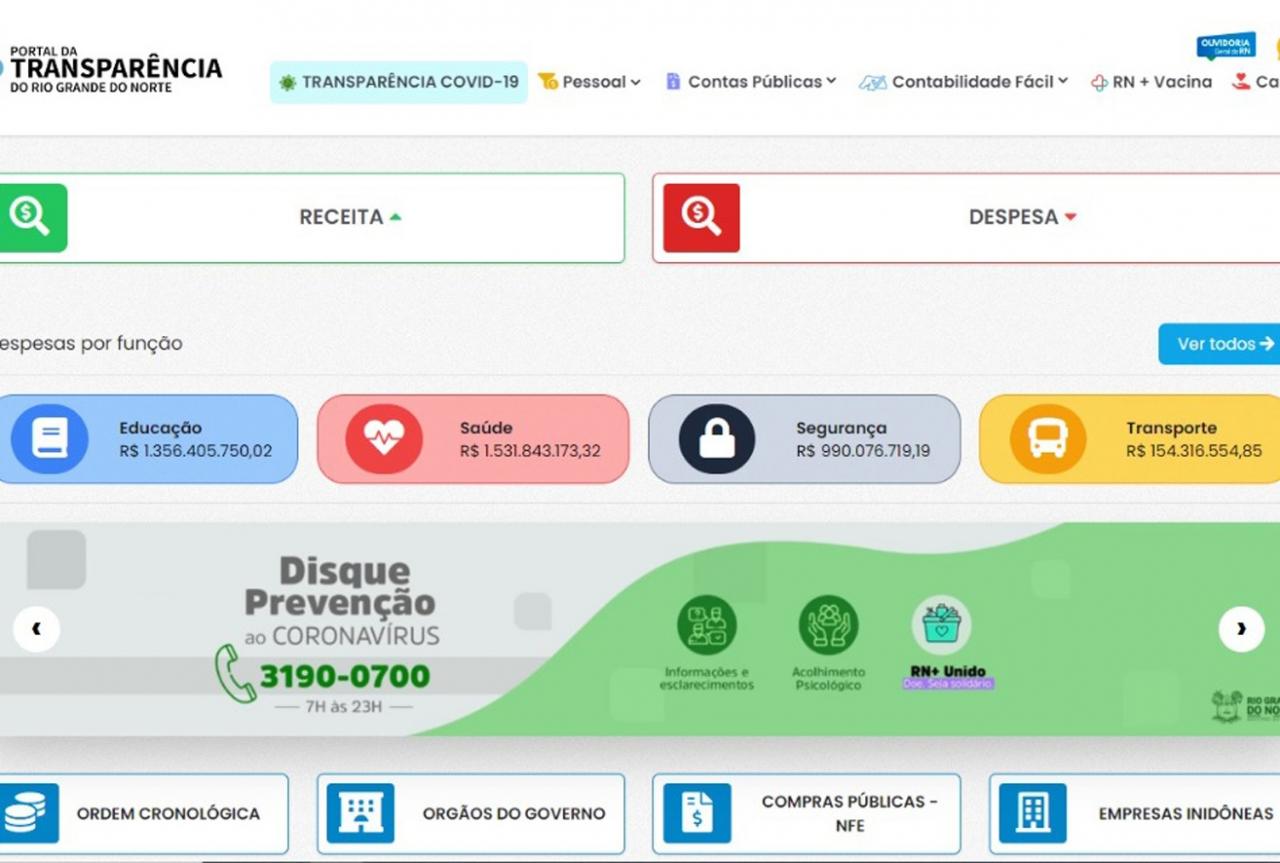 Novo Portal da Transparência do RN pode ser acessado em celular, tablet e computador