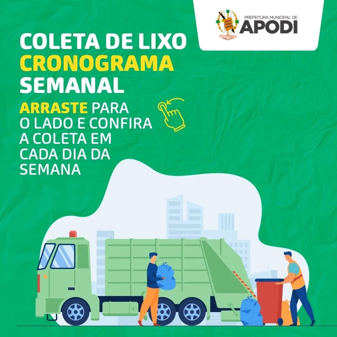 Confira o novo cronograma de coleta de lixo domiciliar emitido pela Prefeitura de Apodi