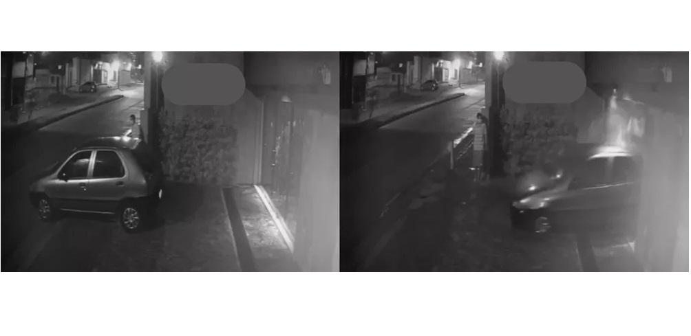 Criminosos usam carro roubado para estourar vitrine de loja em Natal e fogem sem roubar nada