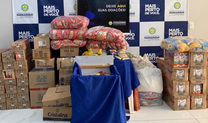 Câmara de Parnamirim-RN entrega mais de 3 toneladas de alimentos para vítimas das chuvas