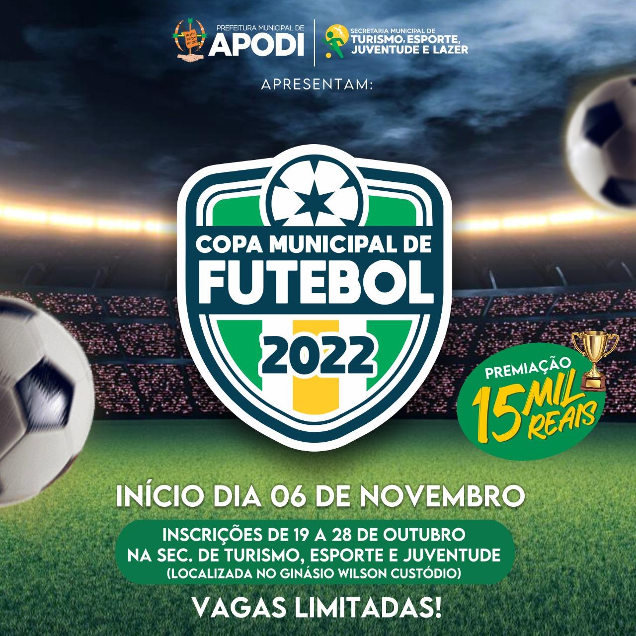 Inscrições para a Copa Municipal de Futebol 2022 iniciam nesta Quarta(19) em Apodi