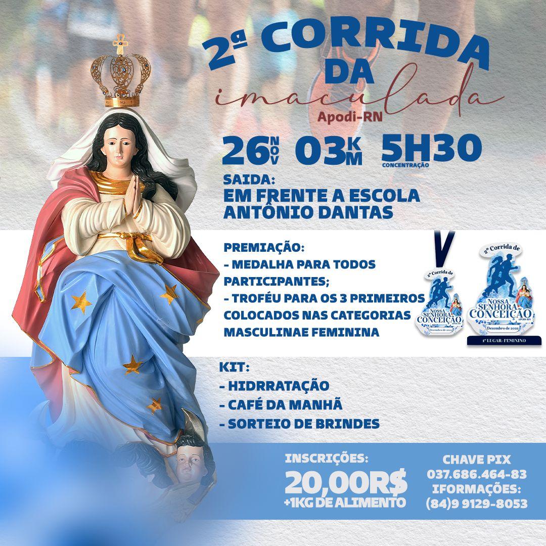 2ª Corrida da Imaculada em Apodi acontece em 26 de novembro de 2022