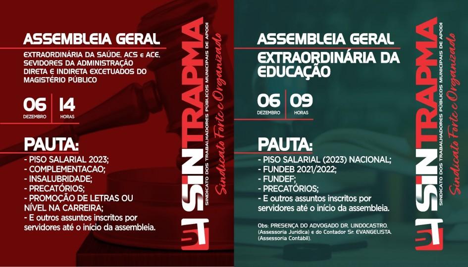 SINTRAPMA realizará Assembleias Extraordinárias para servidores no dia 06 de dezembro