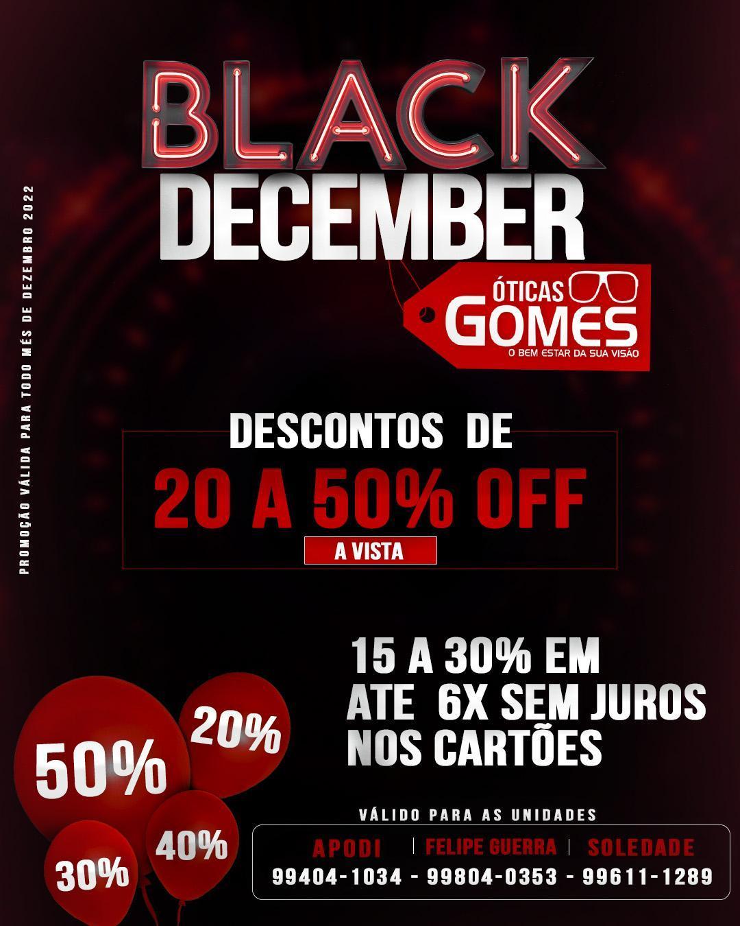 Óticas Gomes lança mega promoção de Black December com descontos de até 50% a vista