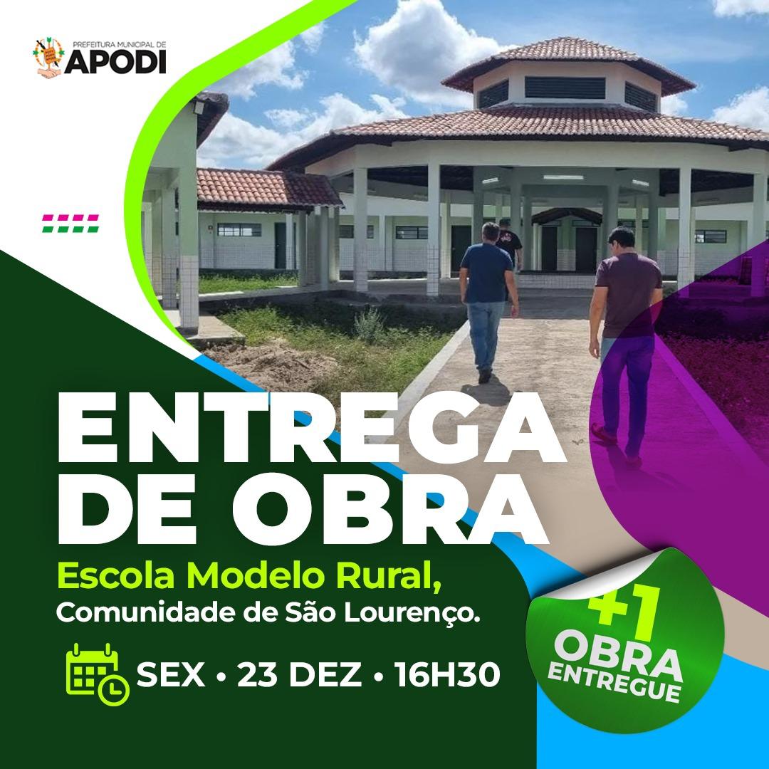 Prefeitura de Apodi convida população para inauguração da Escola Modelo Rural na Comunidade de São Lourenço nesta Sexta(23)