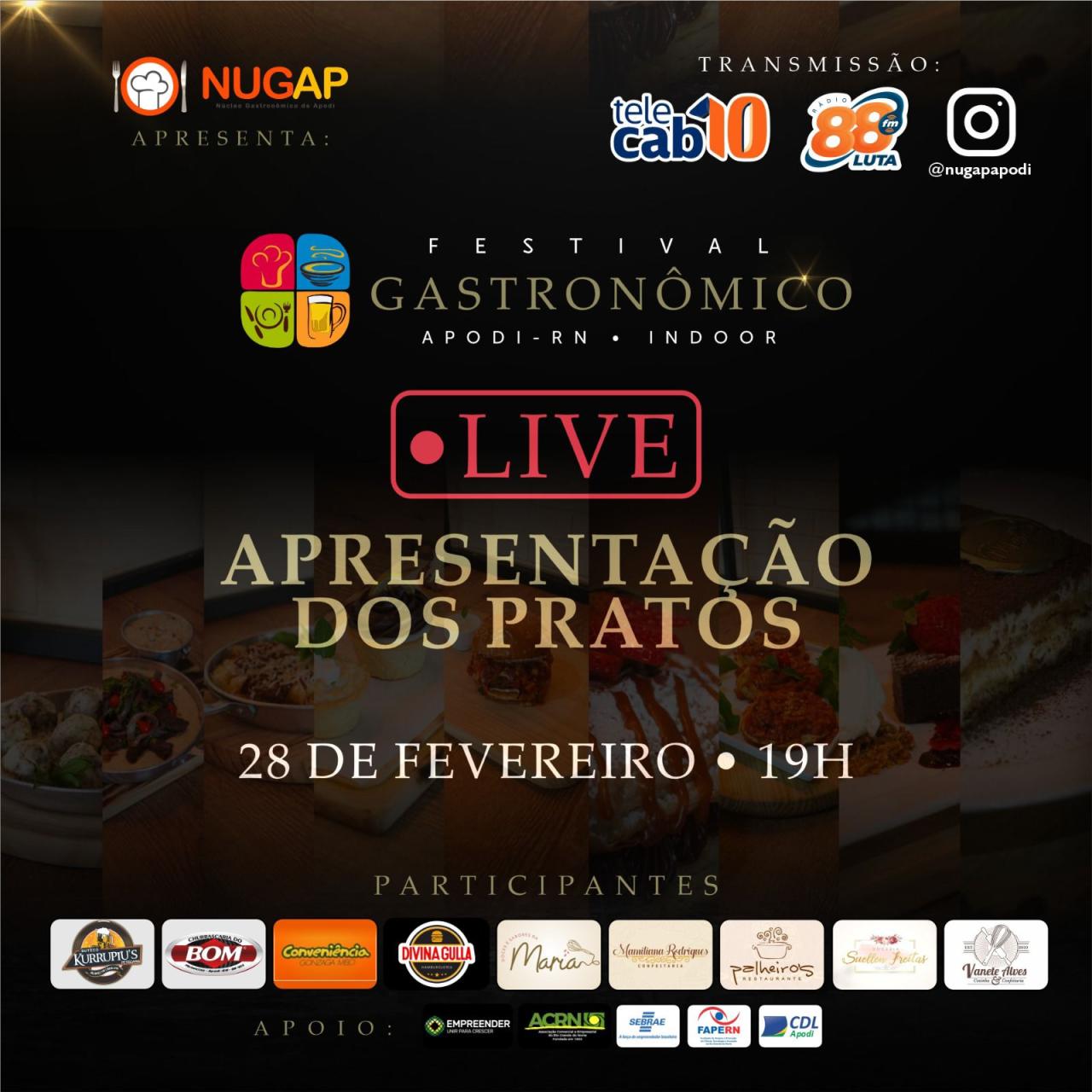 Festival Gastronômico de Apodi fará apresentação de pratos durante transmissão ao vivo nesta Terça(28)