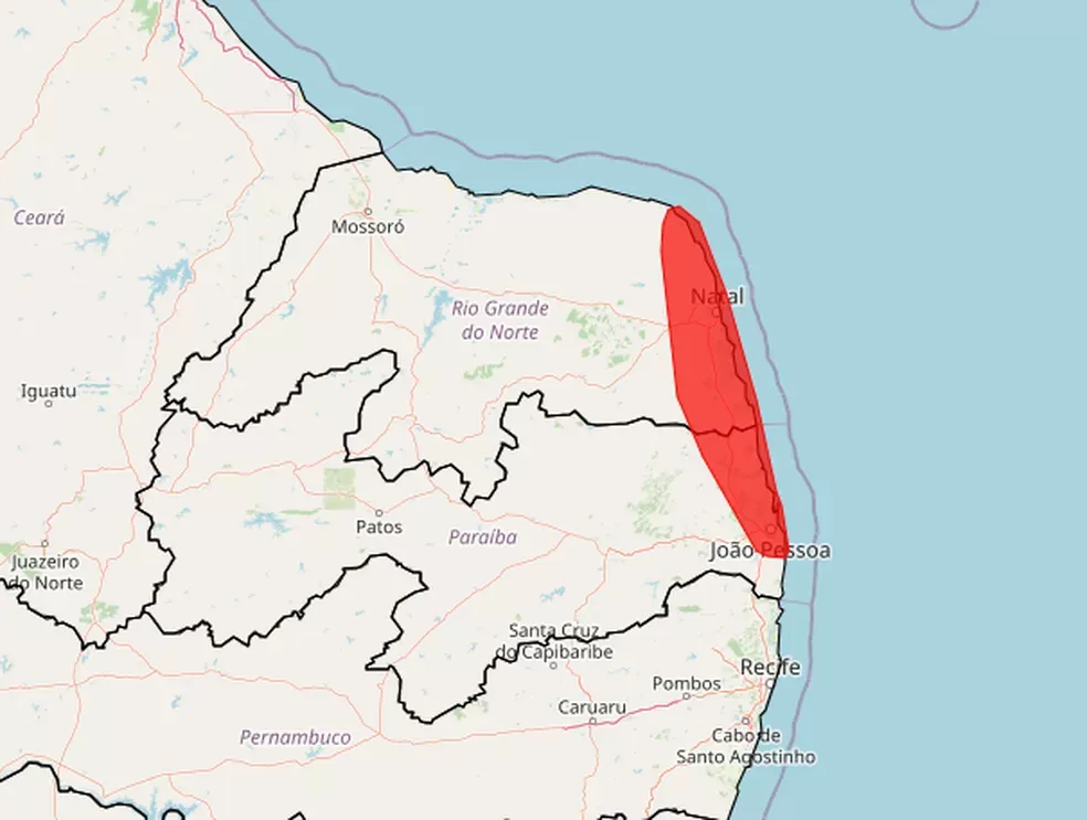 Inmet emite alerta vermelho de chuvas para Natal e mais 34 cidades do RN