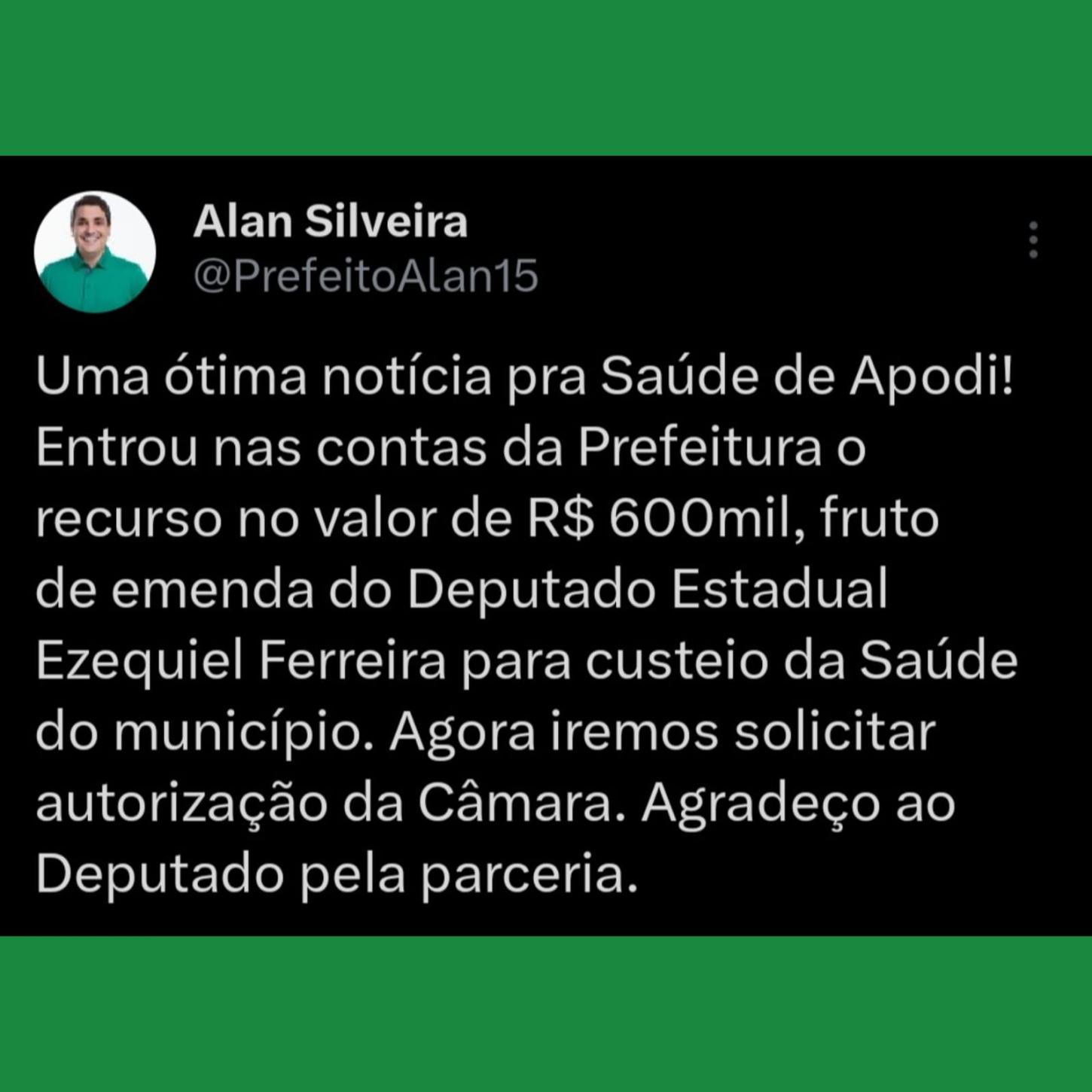 Prefeitura de Apodi recebe mais de meio milhão de reais para custeio de Saúde no Município em 2024