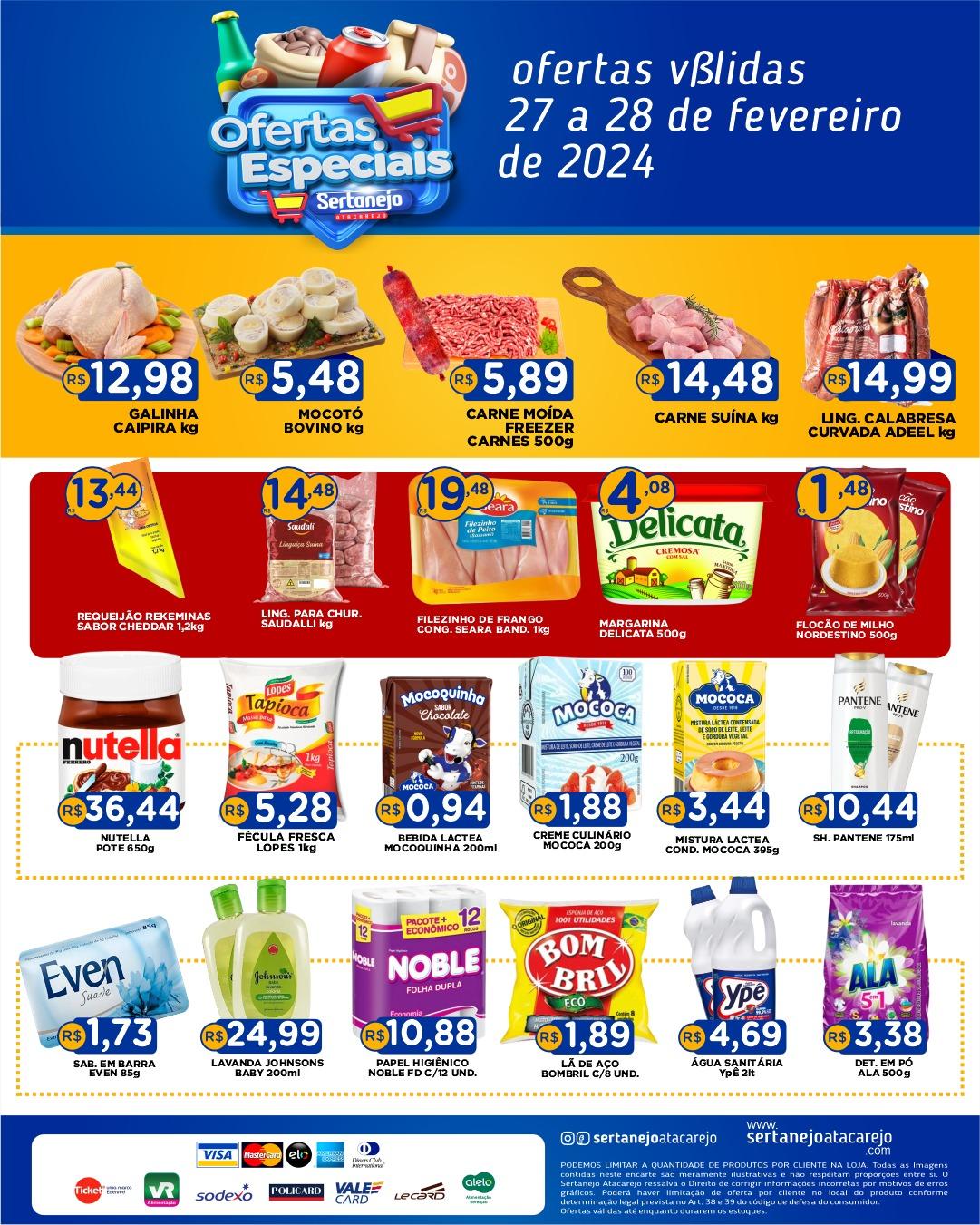 Confira as ofertas do Sertanejo Atacarejo para esta Terça(27) e Quarta(28)