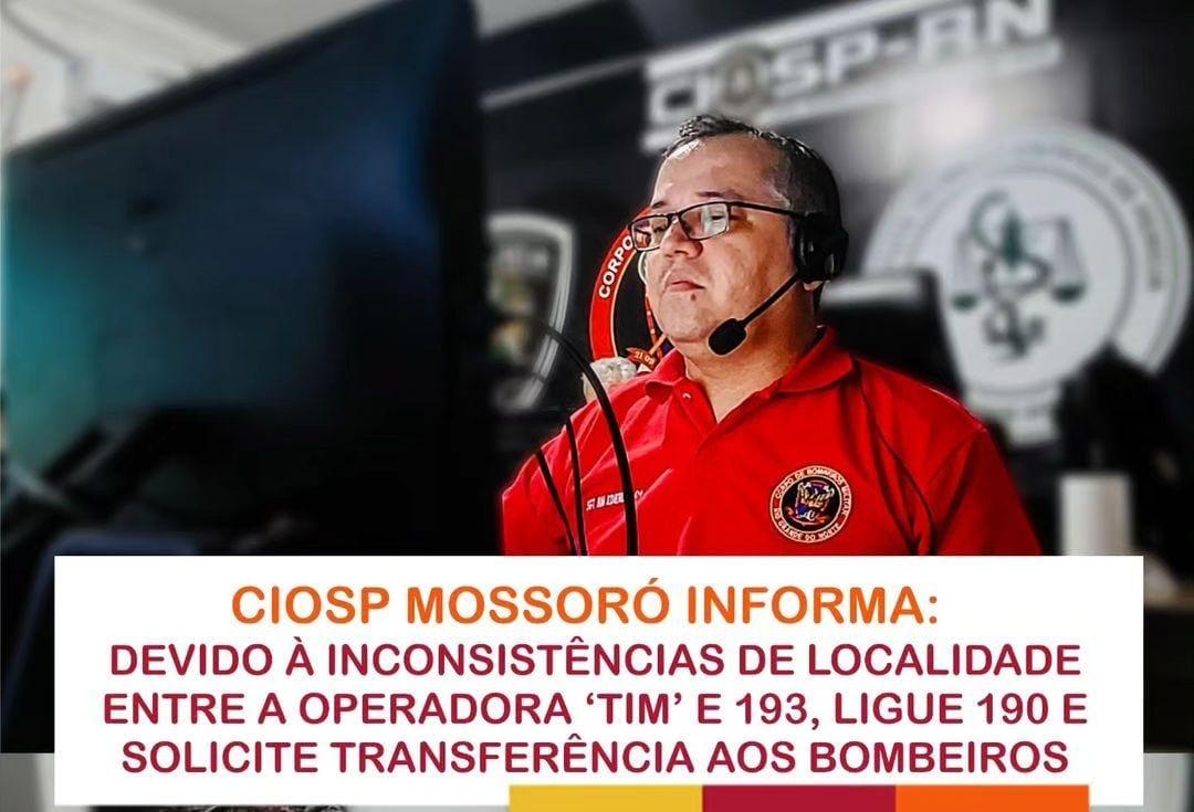 Problema de redirecionamento de chamadas de emergência impede utilização do 193 em Apodi, Mossoró e região