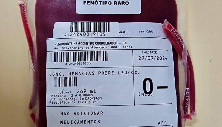 Identificação de fenótipo sanguíneo raro em doador do RN destaca importância do cadastro nacional de sangue raros