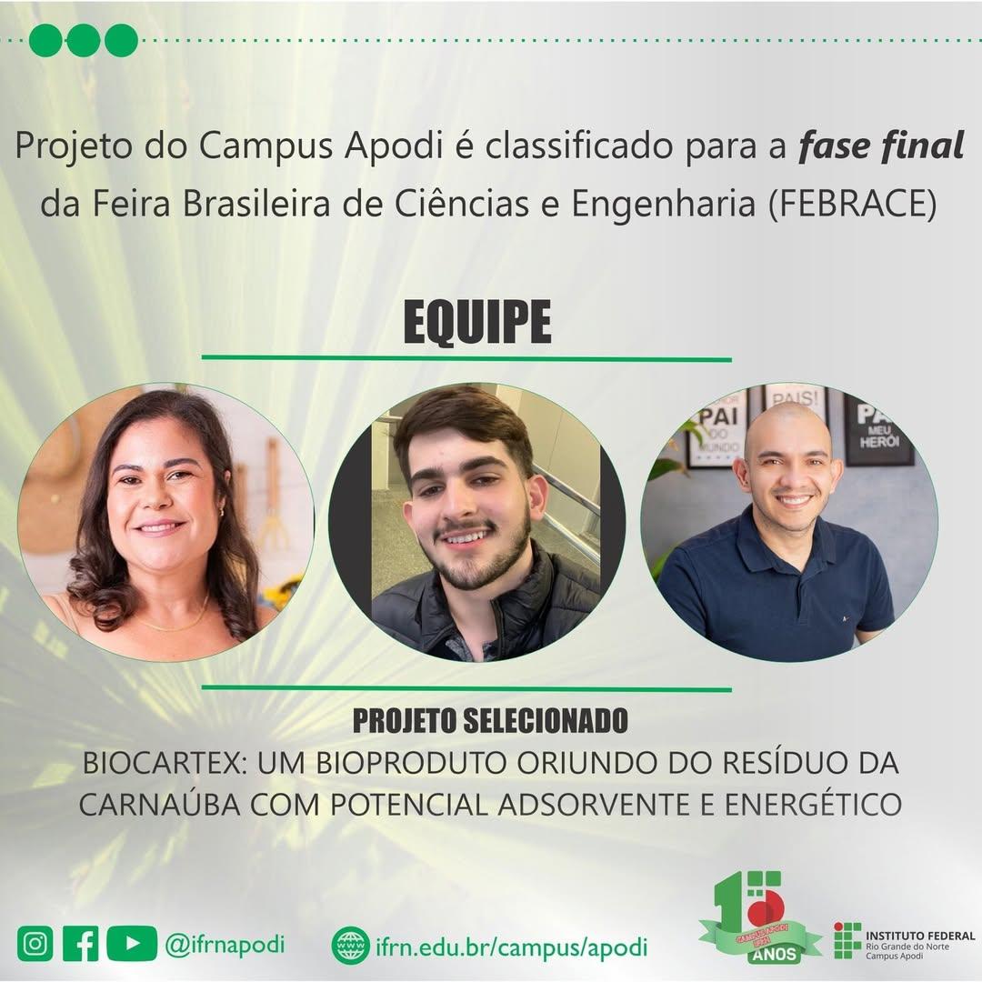 Projeto do IFRN Campus Apodi é selecionado para a fase final da FEBRACE