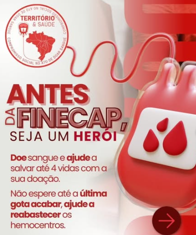 Campanha de doação de sangue na FINECAP 2025: Doe sangue e salve vidas.