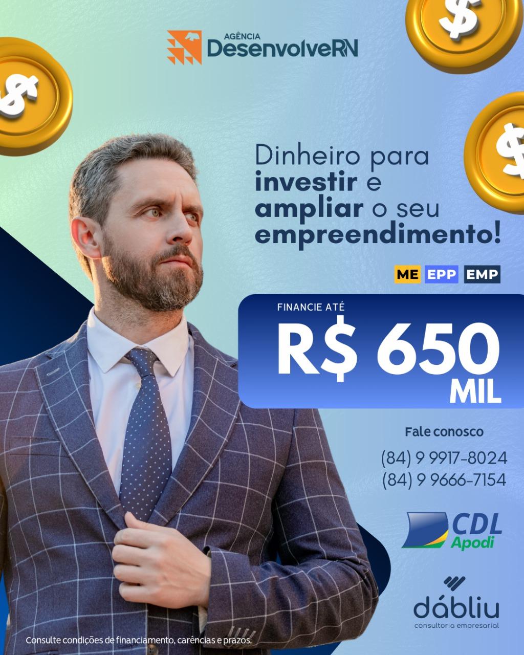 Financiamento de até R$ 650 mil para empresas de Apodi