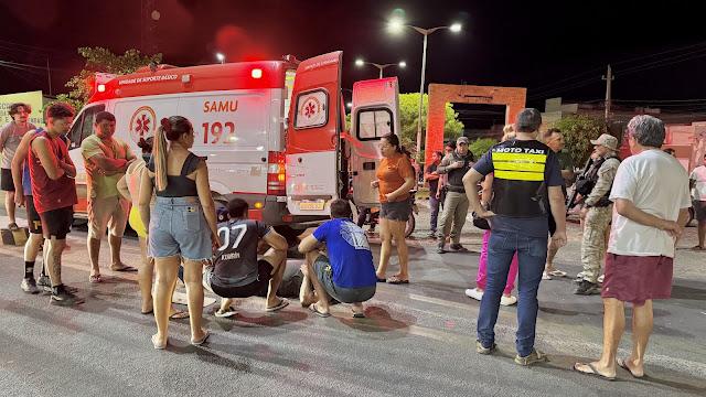 Acidente entre carro e moto deixa homem ferido no Centro de Apodi