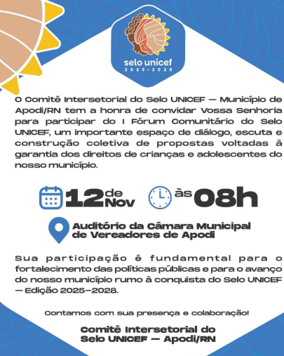 Apodi realiza I Fórum do Selo UNICEF para fortalecer políticas públicas infantis