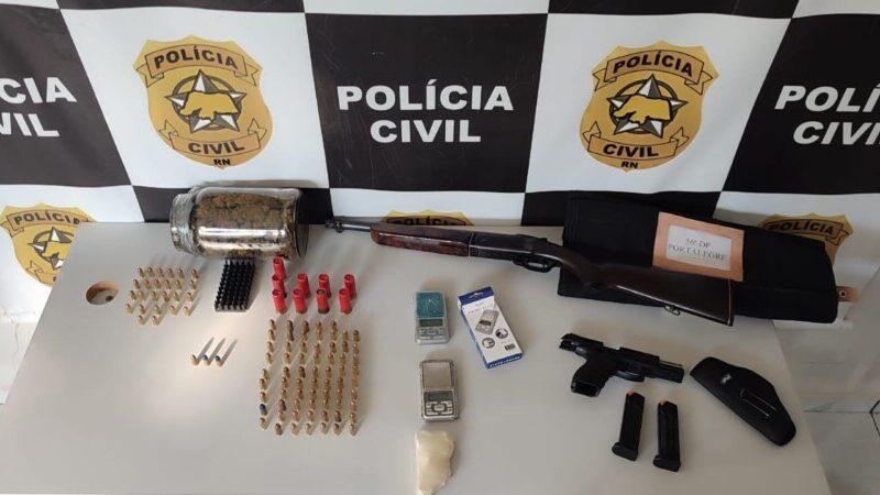 Polícia Civil apreende armas, drogas e munições na zona rural de Portalegre