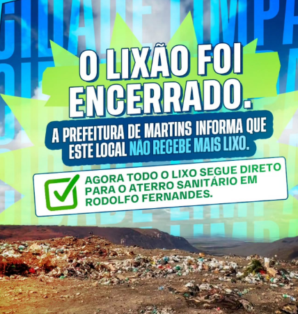 Prefeitura de Martins passa a destinar lixo diariamente para aterro sanitário