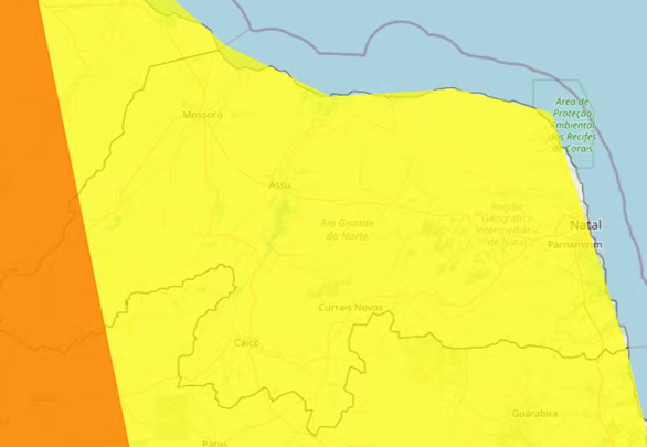Inmet emite alertas de chuvas intensas para todo o Rio Grande do Norte
