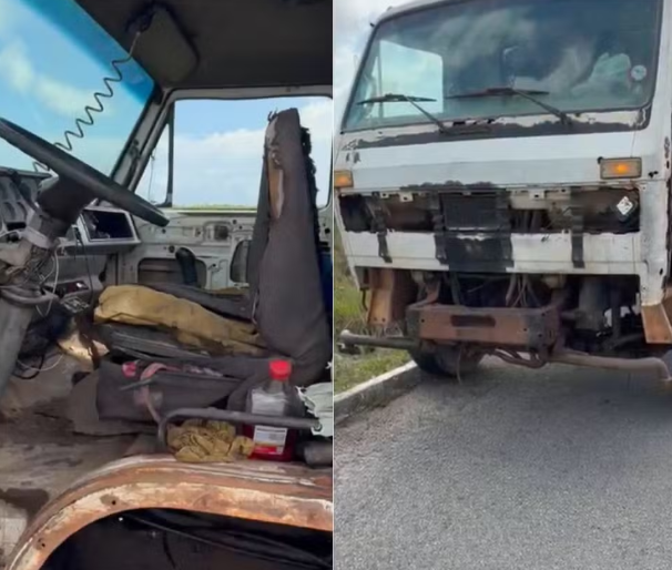 PRF apreende caminhão sem placas, faróis e com pneus carecas na BR-101, no RN