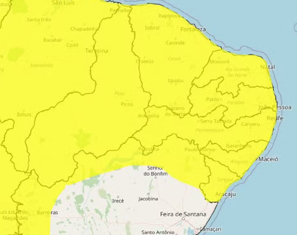 Inmet mantém alerta de chuvas intensas para todo o Rio Grande do Norte