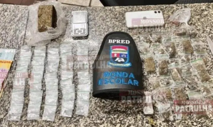 Ronda Escolar prende jovem com grande quantidade de drogas em Mossoró